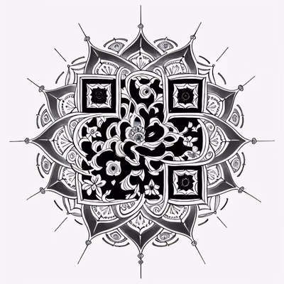 Мандала с анемоном: QR-код в стиле татуировки для временных тату — изображение 1