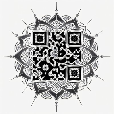 Anemone Mandala Tattoo Ink QR Code for Temporary Tattoos