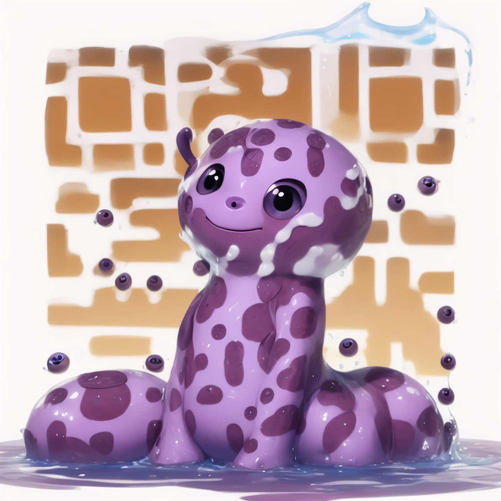 Purple Spotted Monster Cartoon QR Code for Stickers — image 1