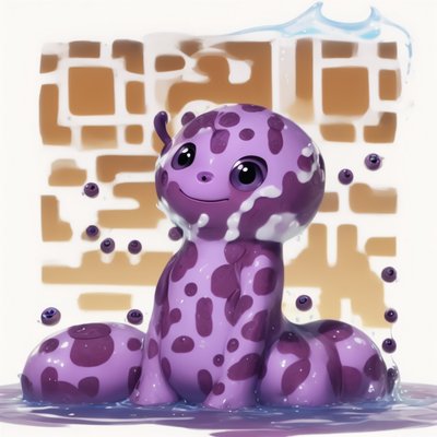 Purple Spotted Monster Cartoon QR Code for Stickers