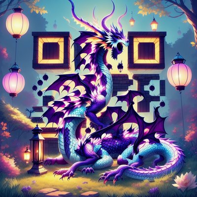 Purple Dragon Lantern Garden QR Code for Posters