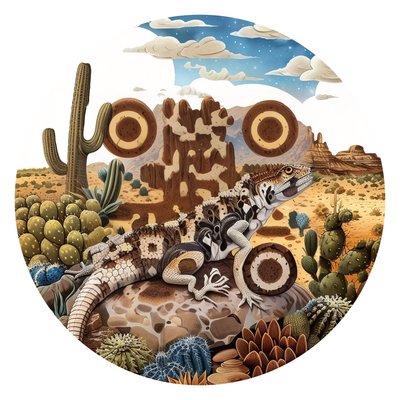 Desert Lizard on Rock Illustrated QR Code for Stickers