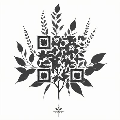 Eucalyptus Branch Ink Tattoo QR Code for Temporary Tattoos