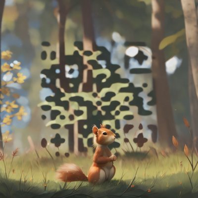 Squirrel in Forest 3D Render QR Code Art
