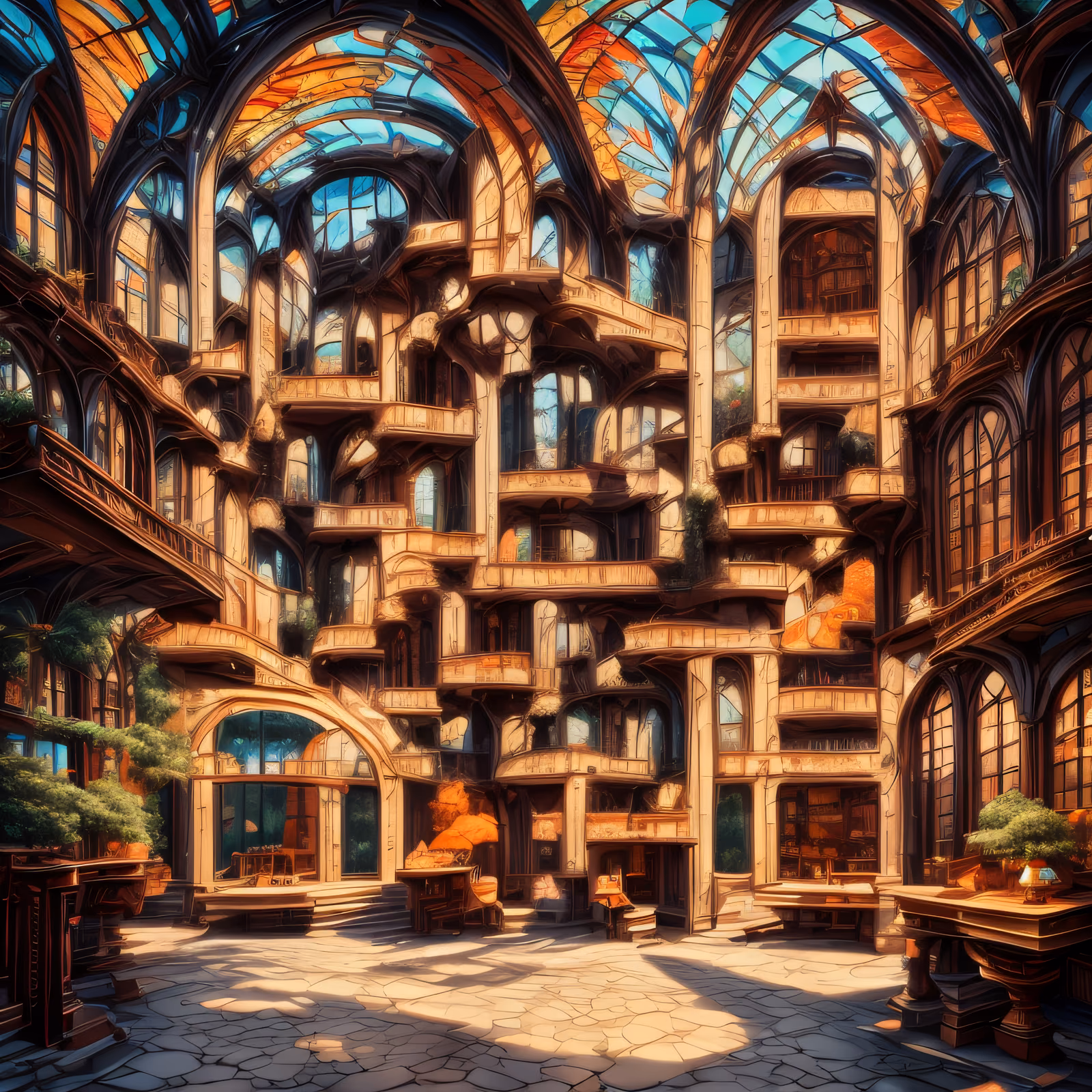 Art Nouveau Atrium Digital Painting QR Code Art — image 1
