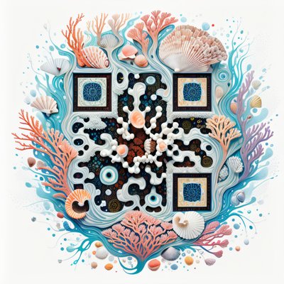 Подводный мандала-узор из кораллов и ракушек: QR-код
