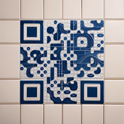 Indigo Wave Ceramic Tilework QR Code Art — image 1