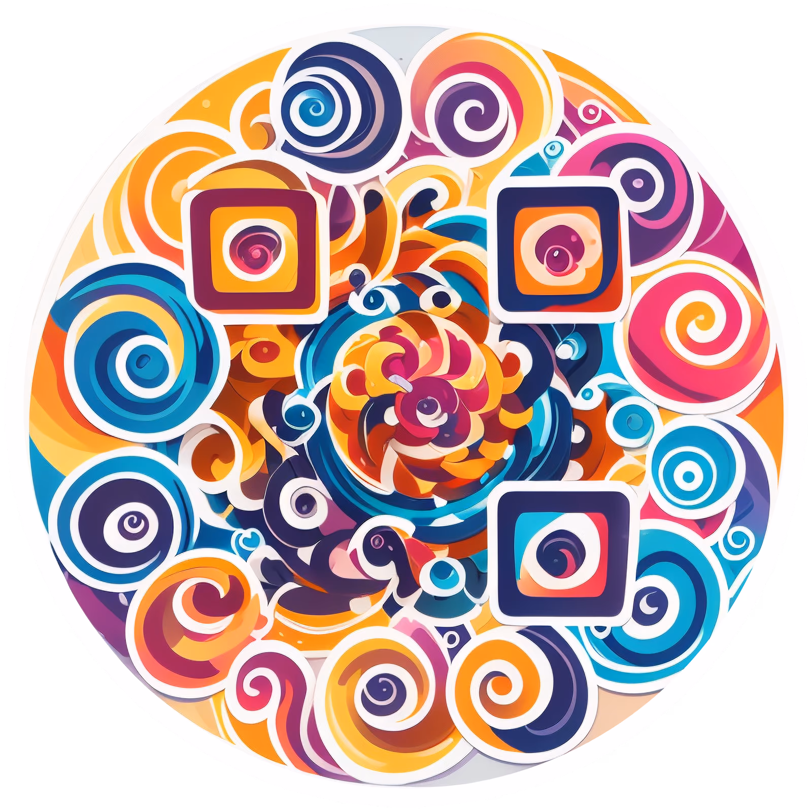 Colorful Spiral Vector QR Code for Stickers — image 1