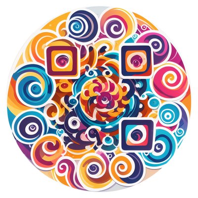 Colorful Spiral Vector QR Code for Stickers