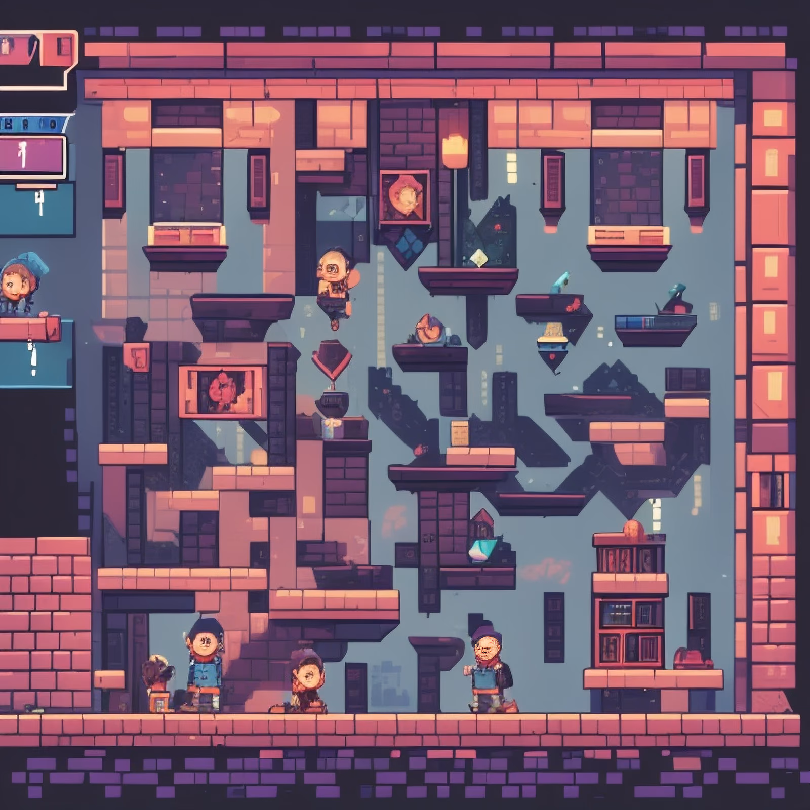 Pixel Platformer Brick Level QR Code for Posters — image 1