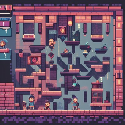 Pixel Platformer Brick Level QR Code for Posters