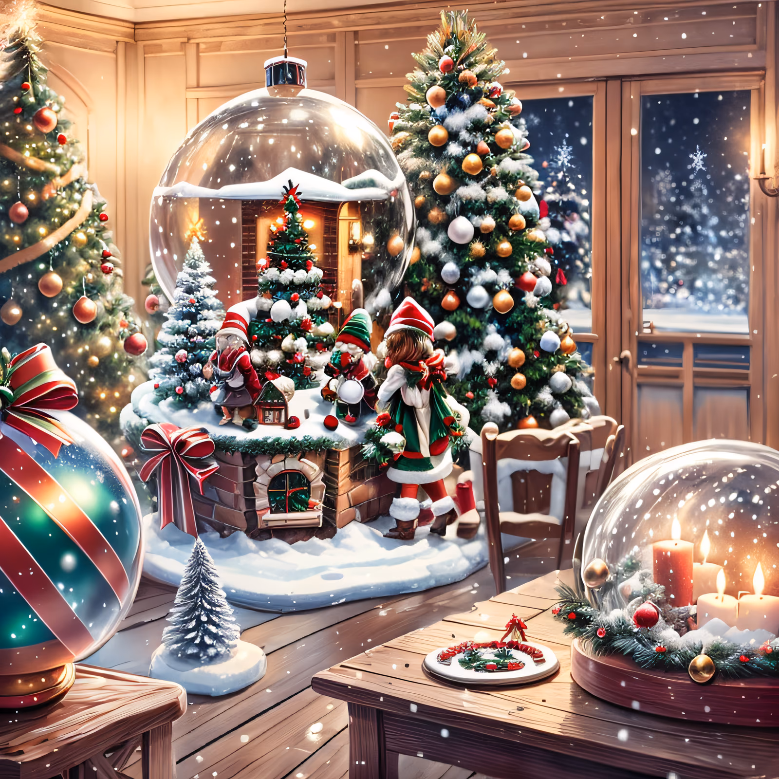 Christmas Village Snow Globe QR Code for Greeting Cards — image 1