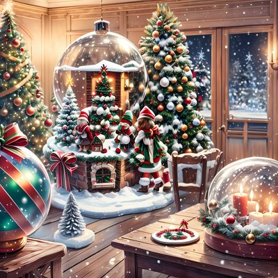 Christmas Village Snow Globe QR Code for Greeting Cards