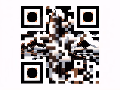 Ракета над туманными горами: векторный QR-код для постеров — изображение 1