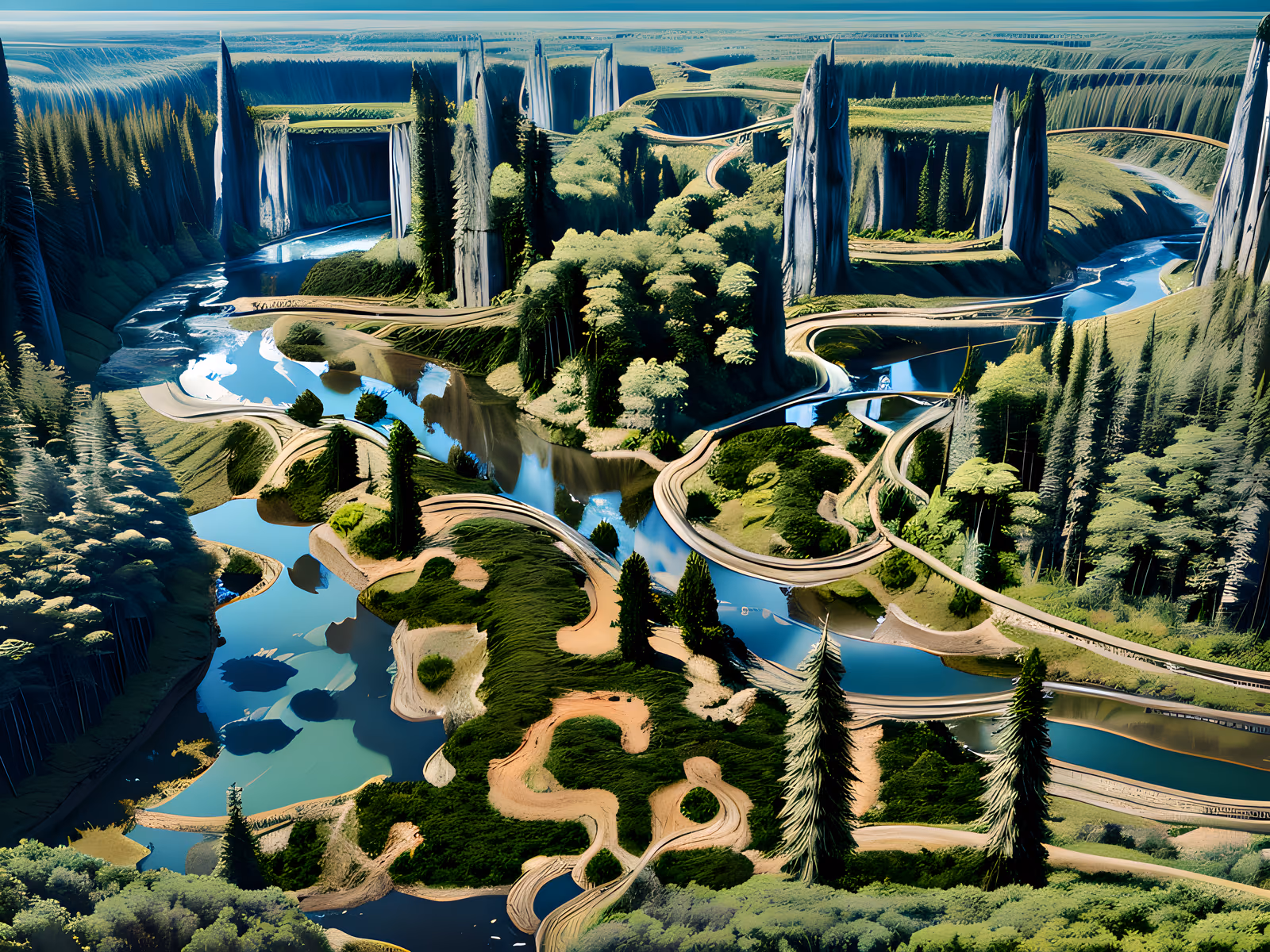 Aerial River Forest Landscape QR Code Art — image 1