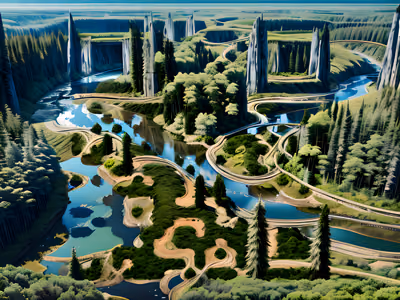 Aerial River Forest Landscape QR Code Art — image 1