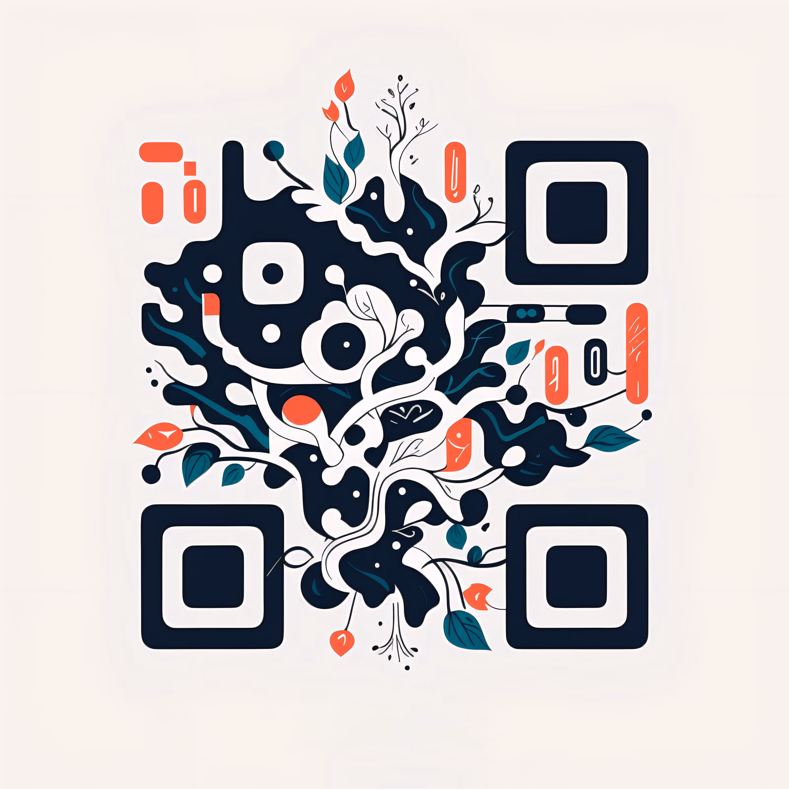 风格化树木扁平矢量二维码艺术 — 图片 1