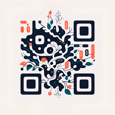 风格化树木扁平矢量二维码艺术 — 图片 1