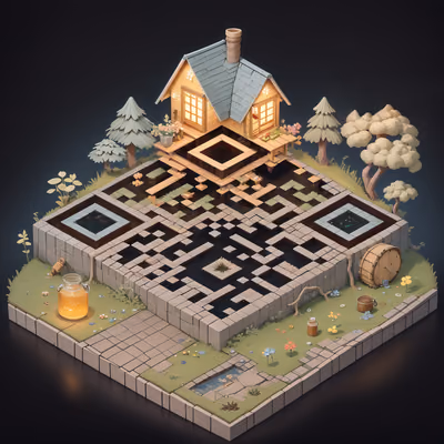 Isometric Alchemist Hut Diorama QR Code Art — image 1