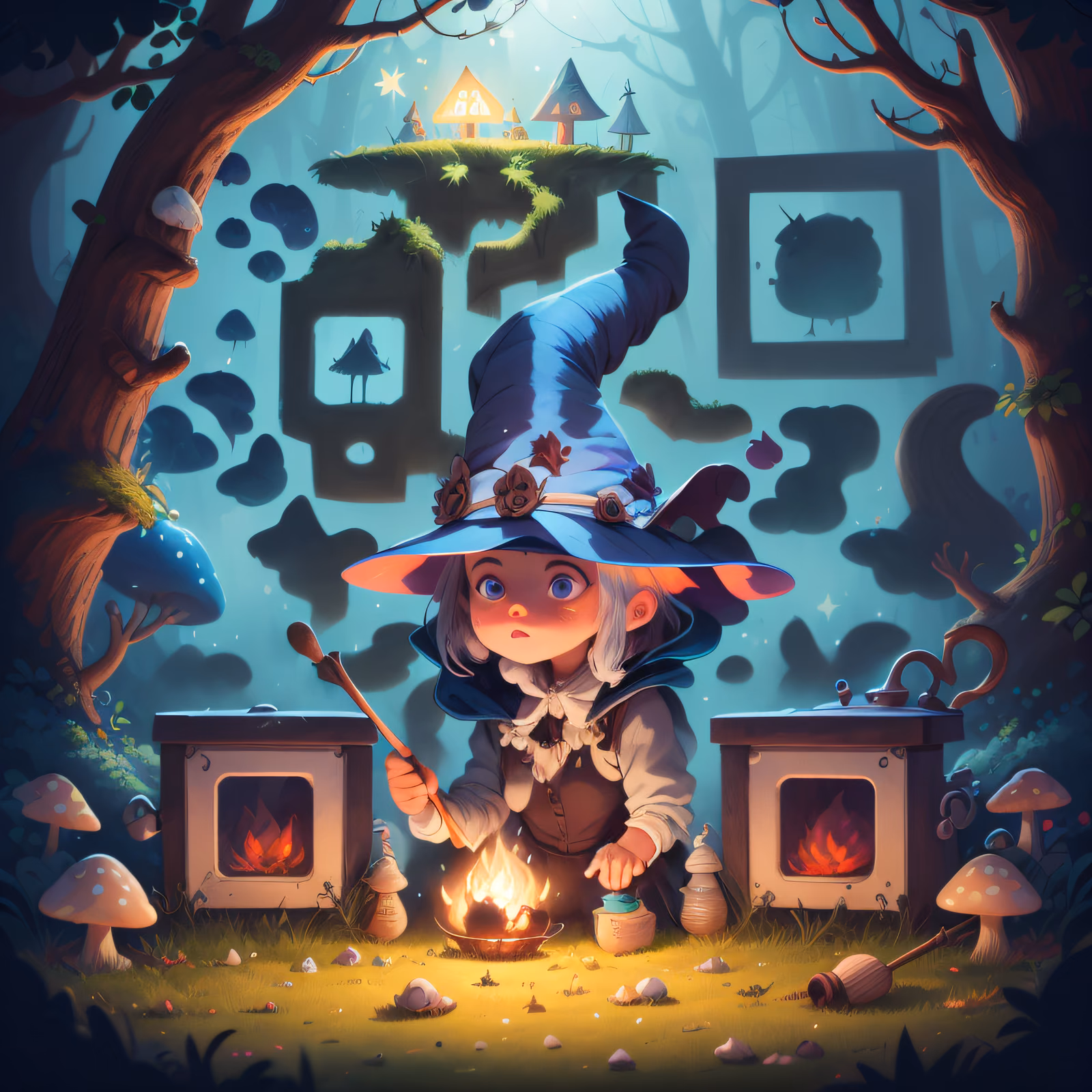 Child Witch Enchanted Forest Cartoon QR Code for Posters — image 1