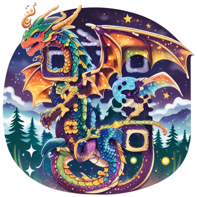 Rainbow Scaled Dragon Vector QR Code for Stickers — image 1