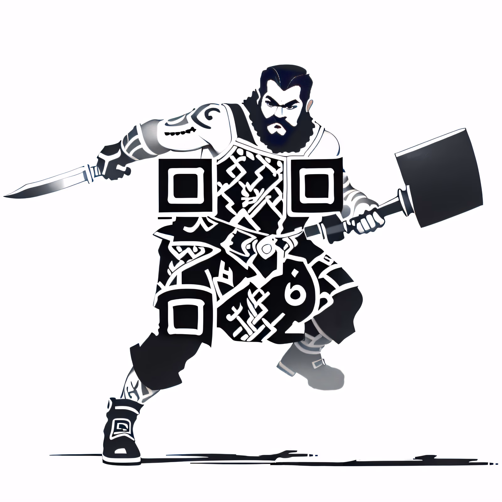 Bearded Hammer Warrior Ink QR Code for Apparel — image 1