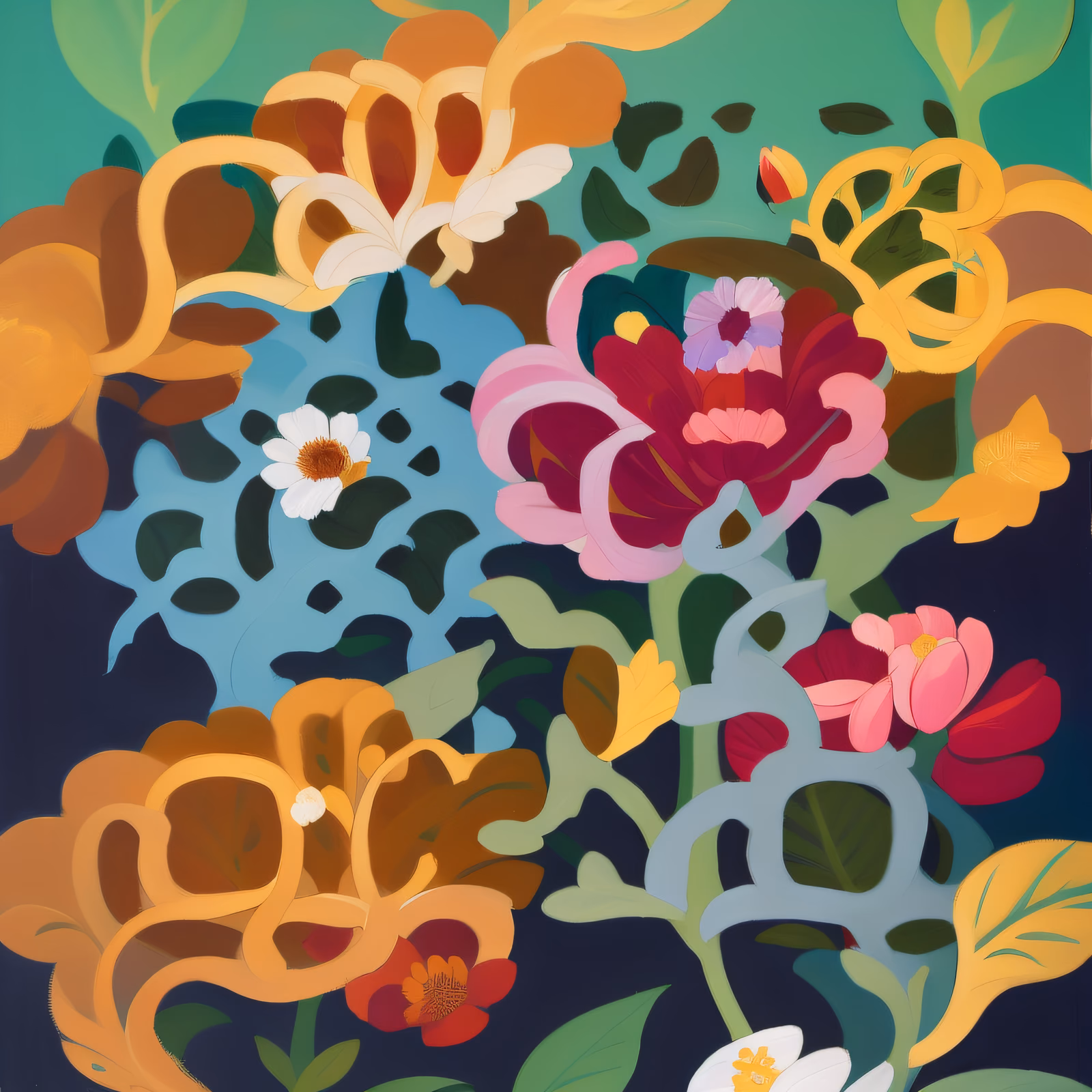 Layered Peony Floral Vector QR Code Art — image 1