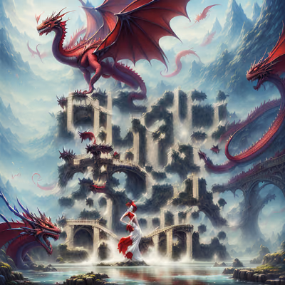 Red Dragons Over Misty Bridges QR Code for Posters — image 1
