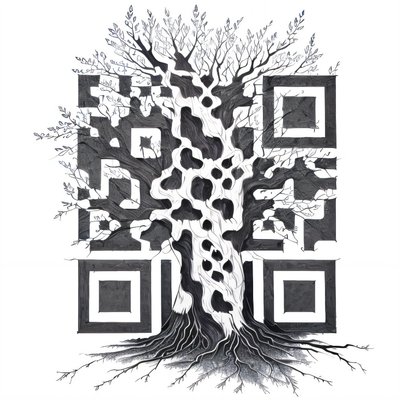 Bare Tree Roots Ink Tattoo QR Code for Temporary Tattoos