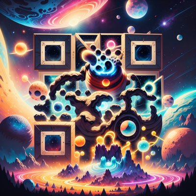 Космические планеты в туманности: цифровой QR-код
