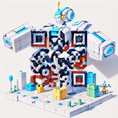 Toy Block Robot 3D QR Code for Posters