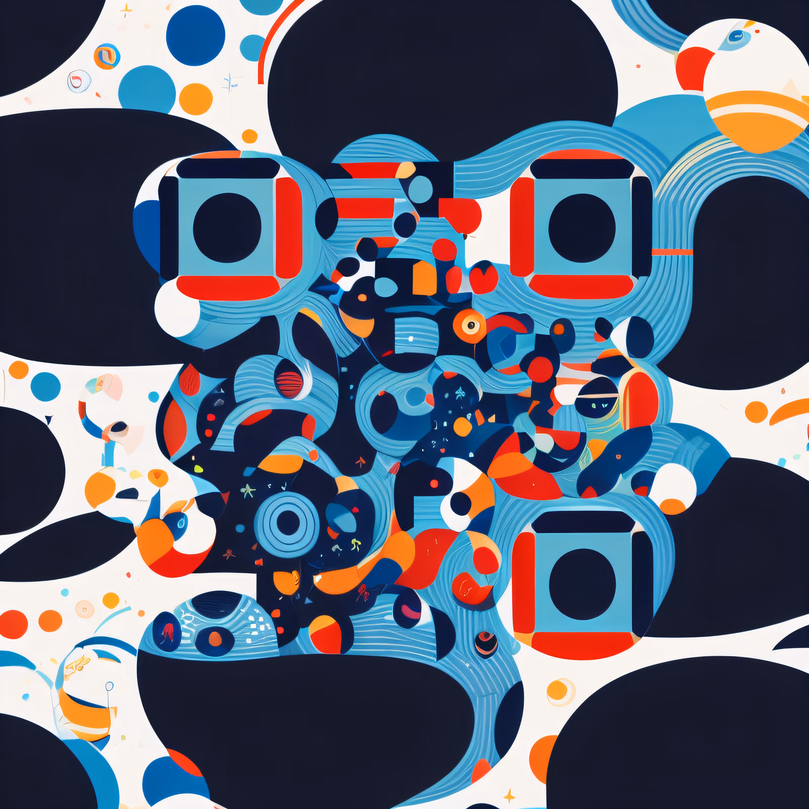 Bold Circle Abstract Pop Art QR Code for Posters — image 1