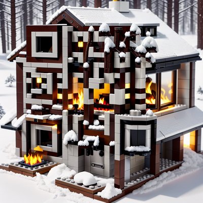 Snowy Brick Cabin Winter QR Code for Greeting Cards