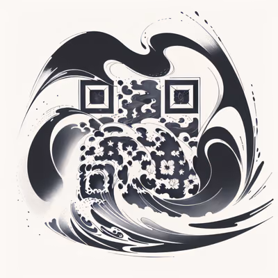 Hibiscus Ocean Wave Ink QR Code for Temporary Tattoos — image 1