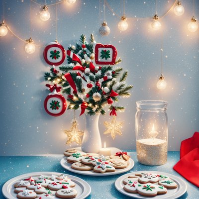 Christmas Cookies and Lights Photorealistic QR Code for Greeting Cards