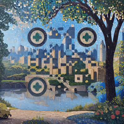City Park Skyline Mosaic QR Code Art — image 1