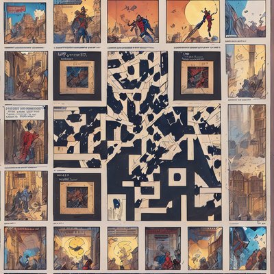 Comic Storyboard Panels Superhero QR Code for Posters