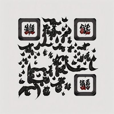 Black Ink Cursive Calligraphy QR Code Art