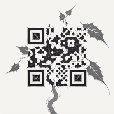 Ivy Vine Tattoo Ink Art QR Code for Temporary Tattoos