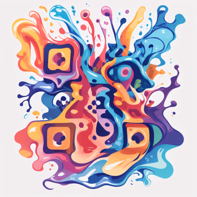 Яркие брызги жидкости: векторный QR-код для стикеров — изображение 1