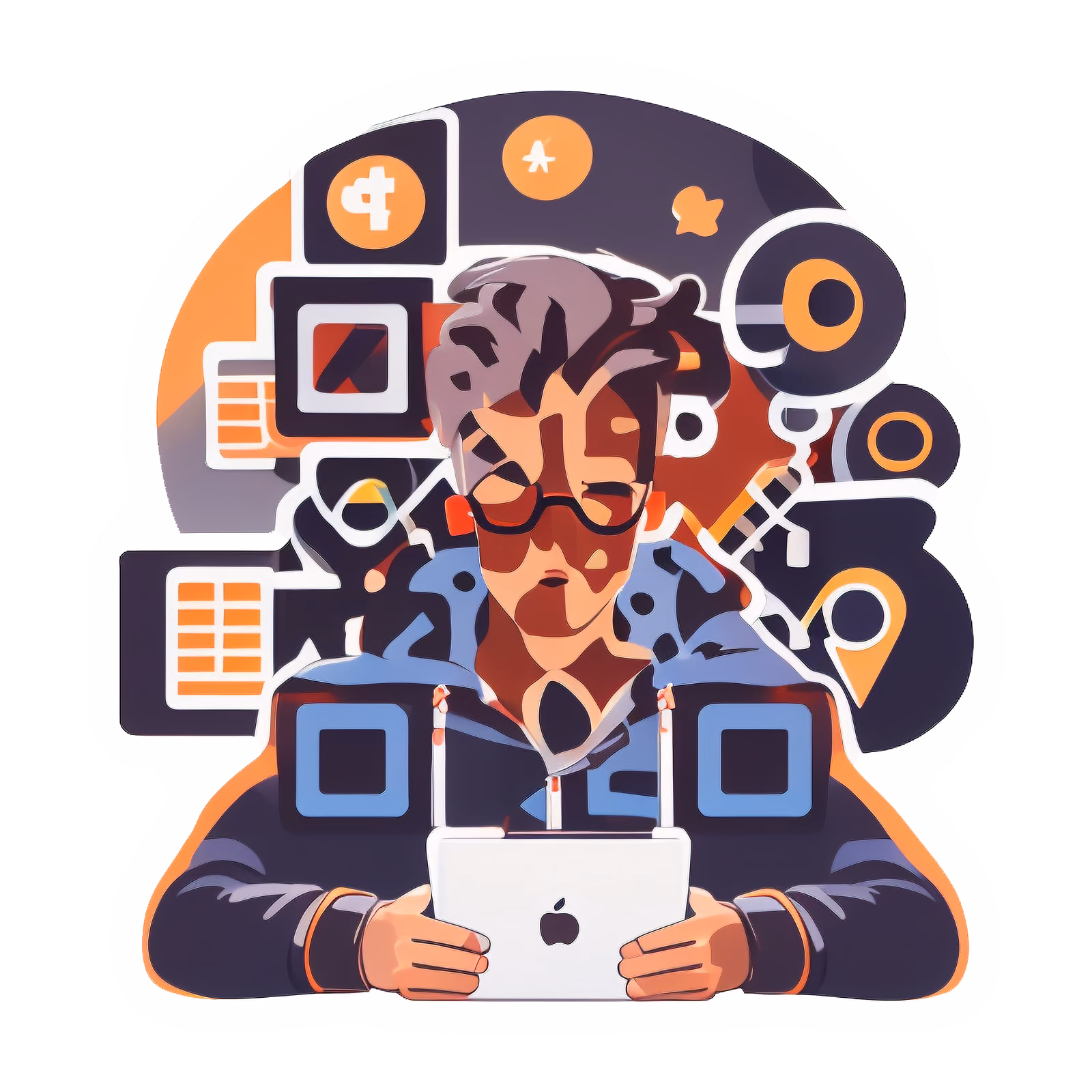Мужчина с планшетом: векторный QR-код для стикеров — изображение 1