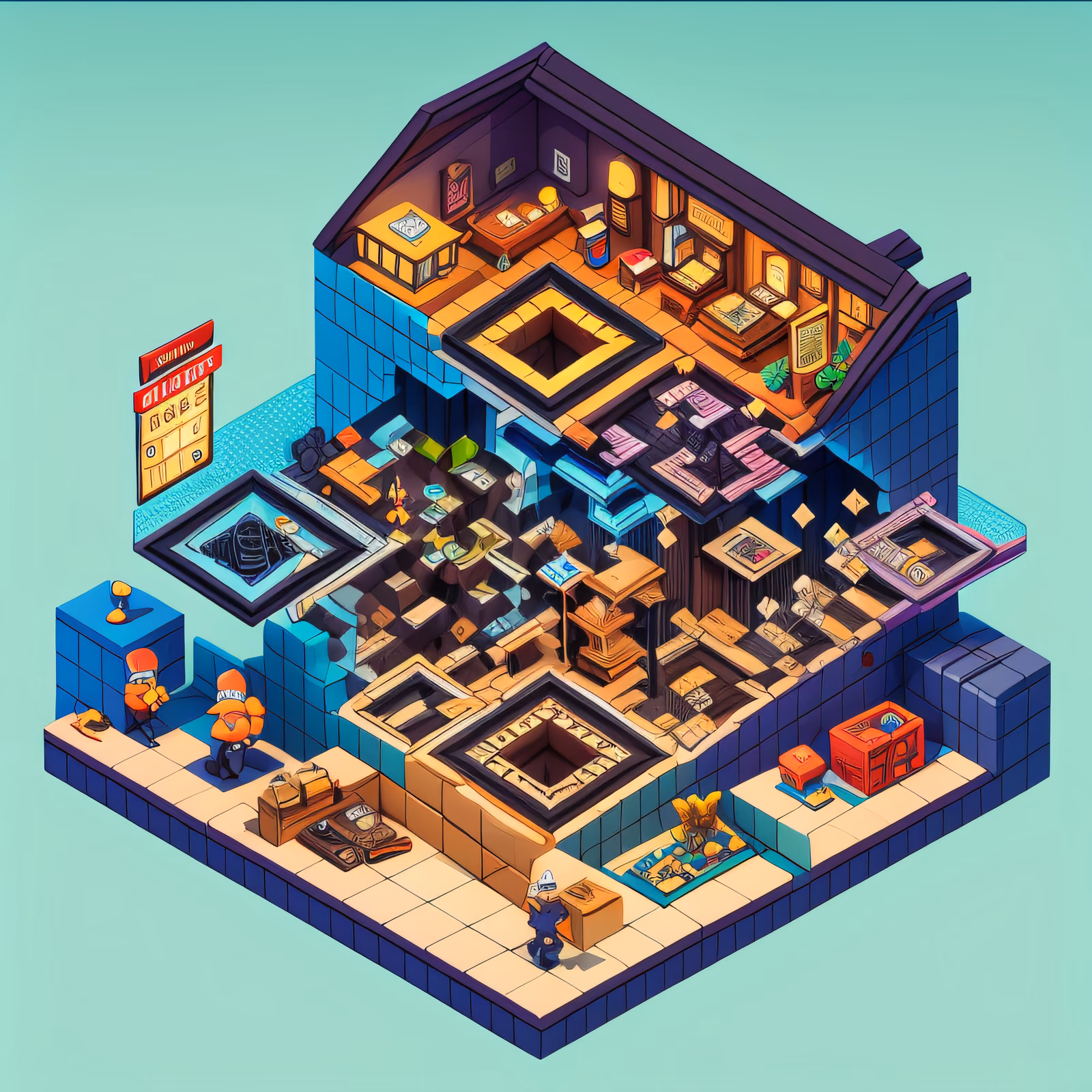 Isometric Pawn Shop Diorama QR Code for Posters — image 1