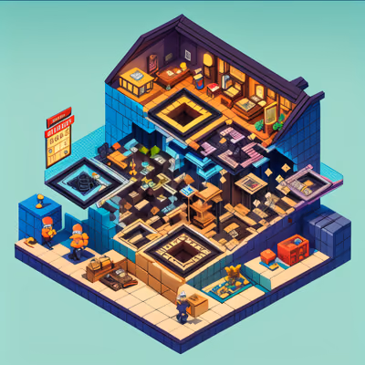 Isometric Pawn Shop Diorama QR Code for Posters — image 1