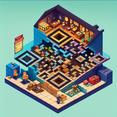 Isometric Pawn Shop Diorama QR Code for Posters