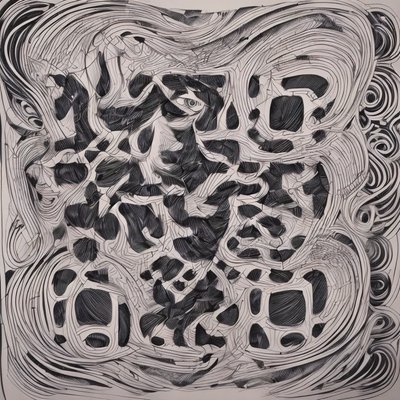 Swirling Ink Face Zentangle QR Code Art