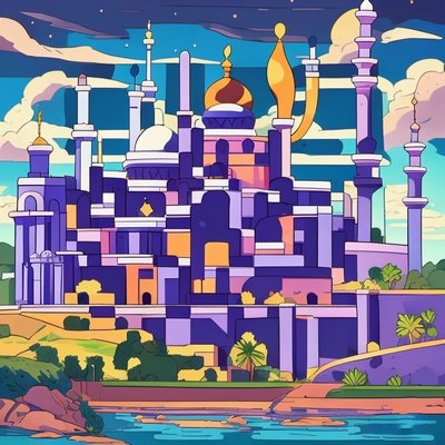 Mosque Beside River Vector QR Code for Posters