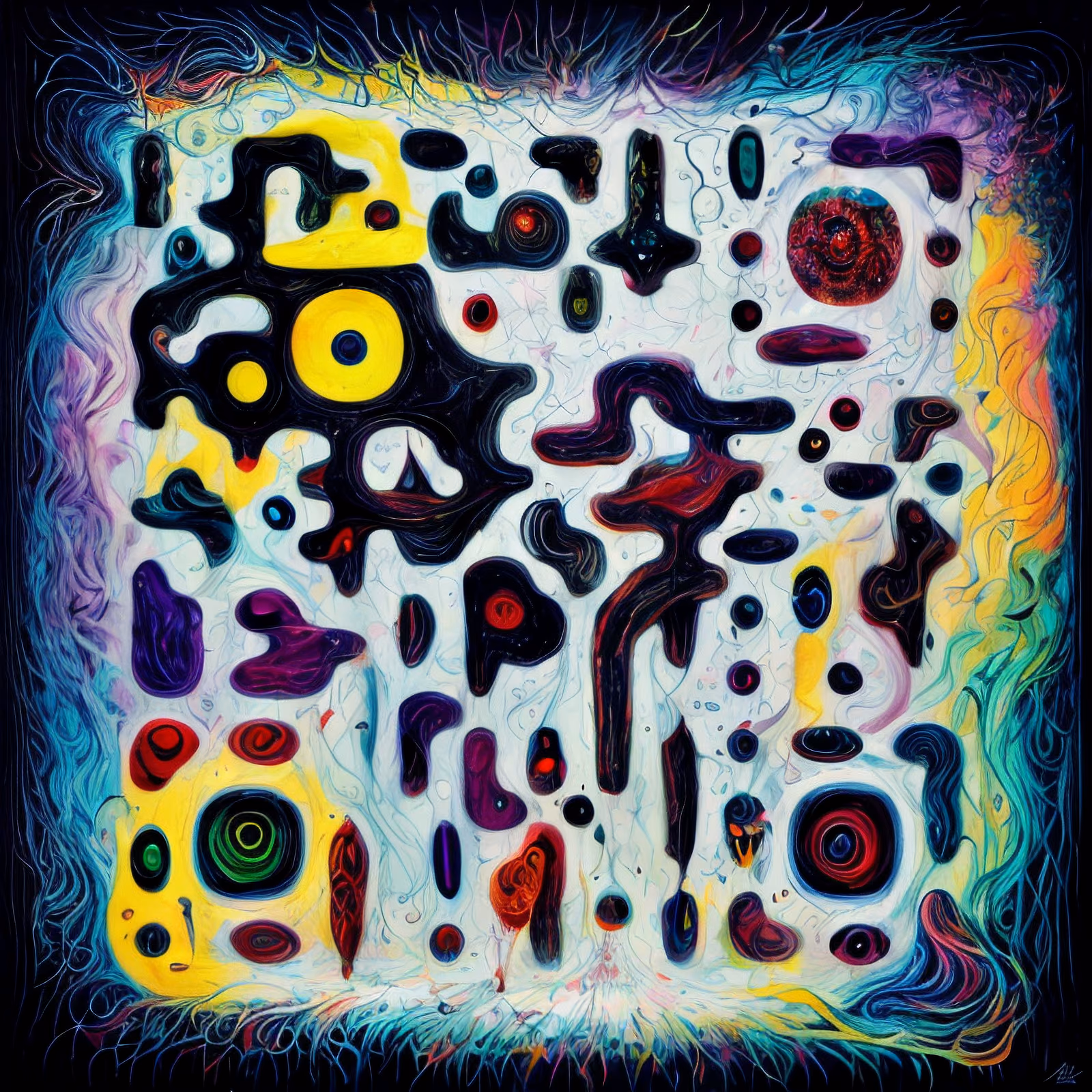 迷幻超现实墨团绘画 二维码艺术,适用于海报 — 图片 1