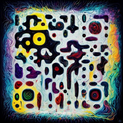 Trippy Surreal Blob Painting QR Code for Posters