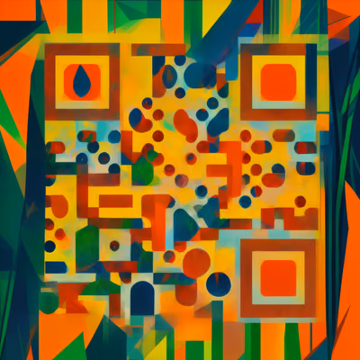 Orange and Green Geometric Abstract QR Code for Posters — image 1