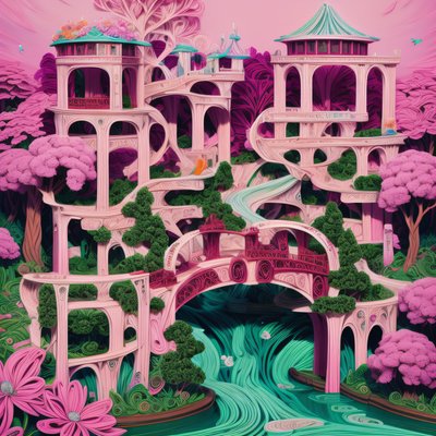 Pink Arched Bridge Paper Quilling QR Code Art